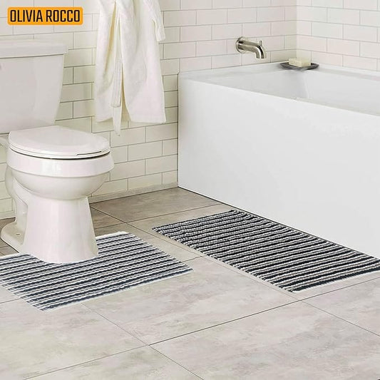 OLIVIA ROCCO Bath Mat 2 Piece Amalfi Super Soft Absorbent Bath Mat Set Wholesale Manchester UK