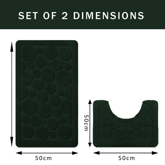 OLIVIA ROCCO Bath Mat EMERALD GREEN Cali Bubbles 2 Piece Emerald Green Bath Mat & Pedestal Set Wholesale Manchester UK