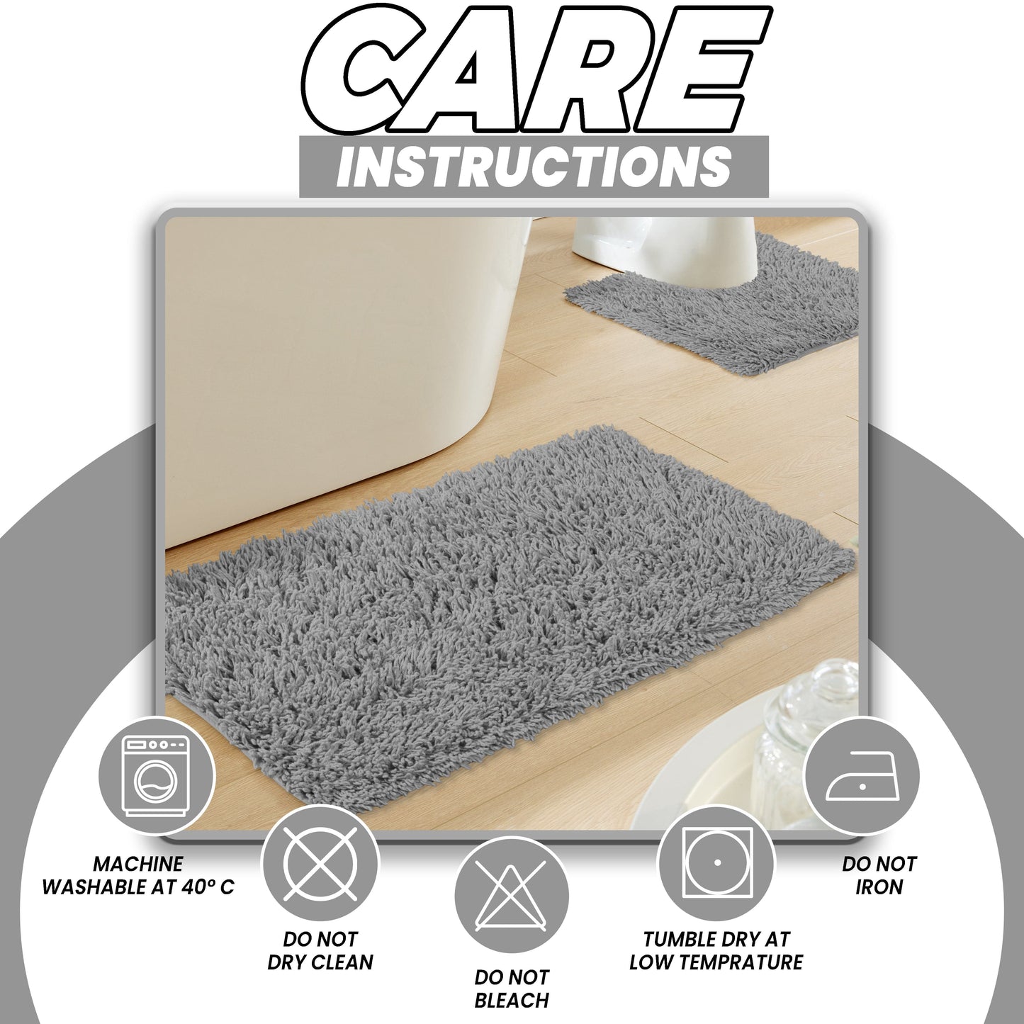 OLIVIA ROCCO Bath Mat GREY Como 2 Piece Grey Bath Mat & Pedestal Set Wholesale Manchester UK