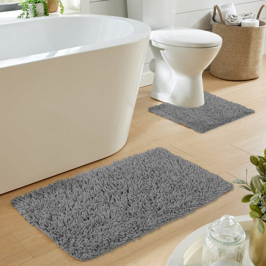 OLIVIA ROCCO Bath Mat GREY Como 2 Piece Grey Bath Mat & Pedestal Set Wholesale Manchester UK