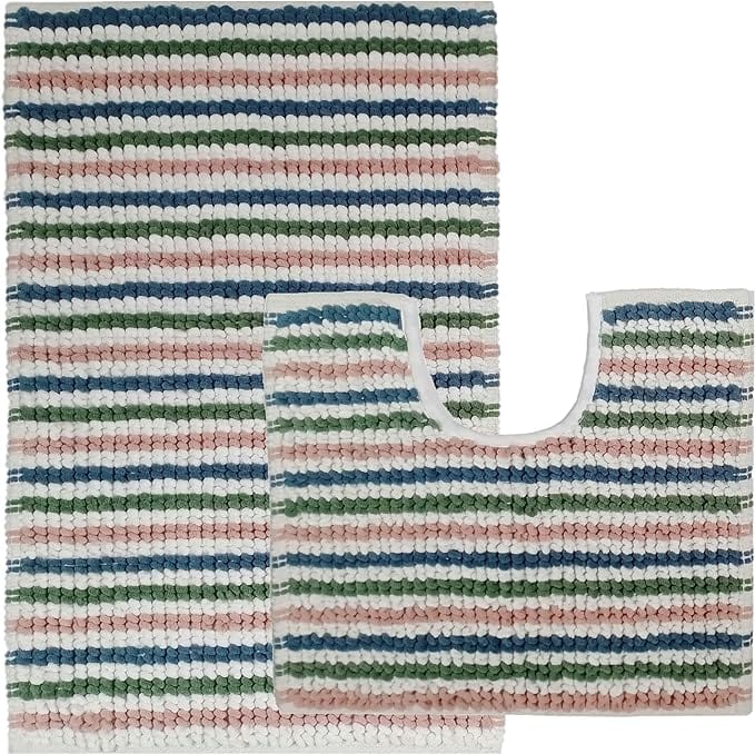 OLIVIA ROCCO Bath Mat MULTICOLOUR 2 Piece Amalfi Super Soft Absorbent Bath Mat Set Wholesale Manchester UK