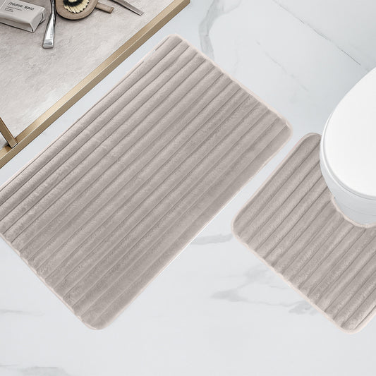 OLIVIA ROCCO Bath Mat NATURAL 2 Piece Ribbed Natural Bath Mat Set Wholesale Manchester UK