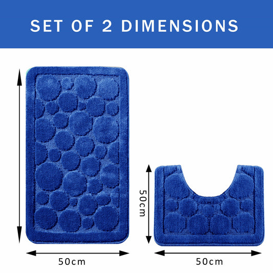 OLIVIA ROCCO Bath Mat ROYAL BLUE Cali Bubbles 2 Piece Royal Blue Bath Mat & Pedestal Set Wholesale Manchester UK