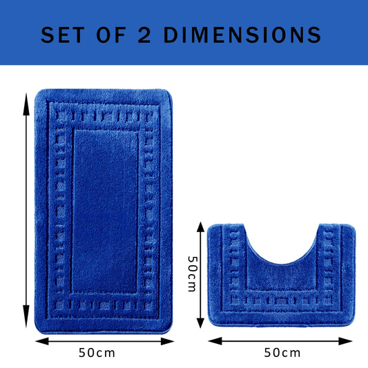 OLIVIA ROCCO Bath Mat ROYAL BLUE Miami 2 Piece Royal Blue Bath Mat & Pedestal Set Wholesale Manchester UK