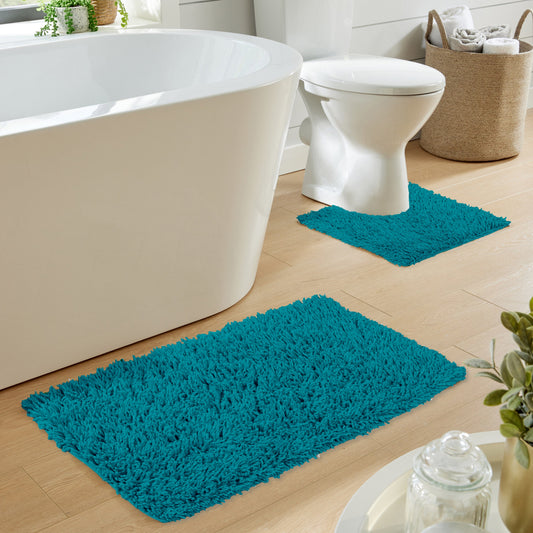 OLIVIA ROCCO Bath Mat TEAL Como 2 Piece Teal Bath Mat & Pedestal Set Wholesale Manchester UK
