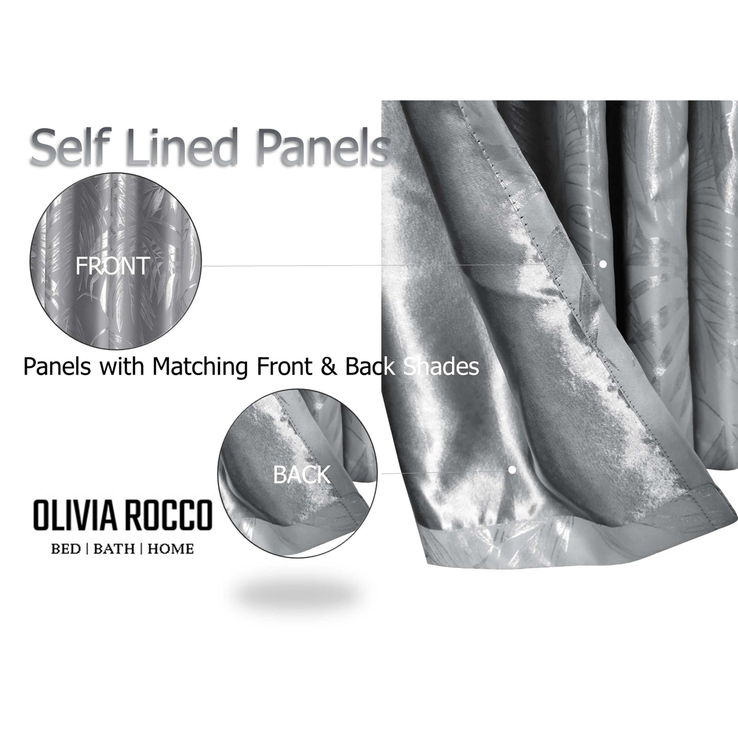 OLIVIA ROCCO Curtain Leaf Silver Sparkle Blackout Curtains Wholesale Manchester UK