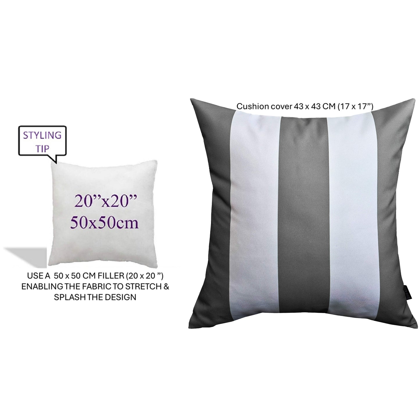 OLIVIA ROCCO Cushions GREY STRIPES / 43 x 43 CM Grey Stripes Waterproof Cushion Covers 43 x 43 cm Wholesale Manchester UK