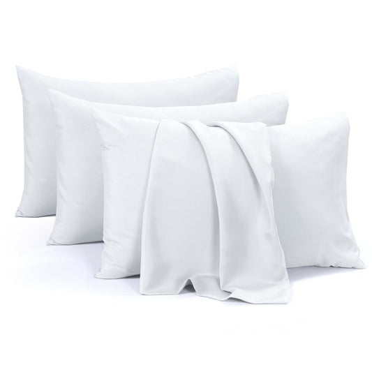OLIVIA ROCCO Pillows WHITE 4 Pack Microfibre Pillowcases Standard 50x75cm Wholesale Manchester UK