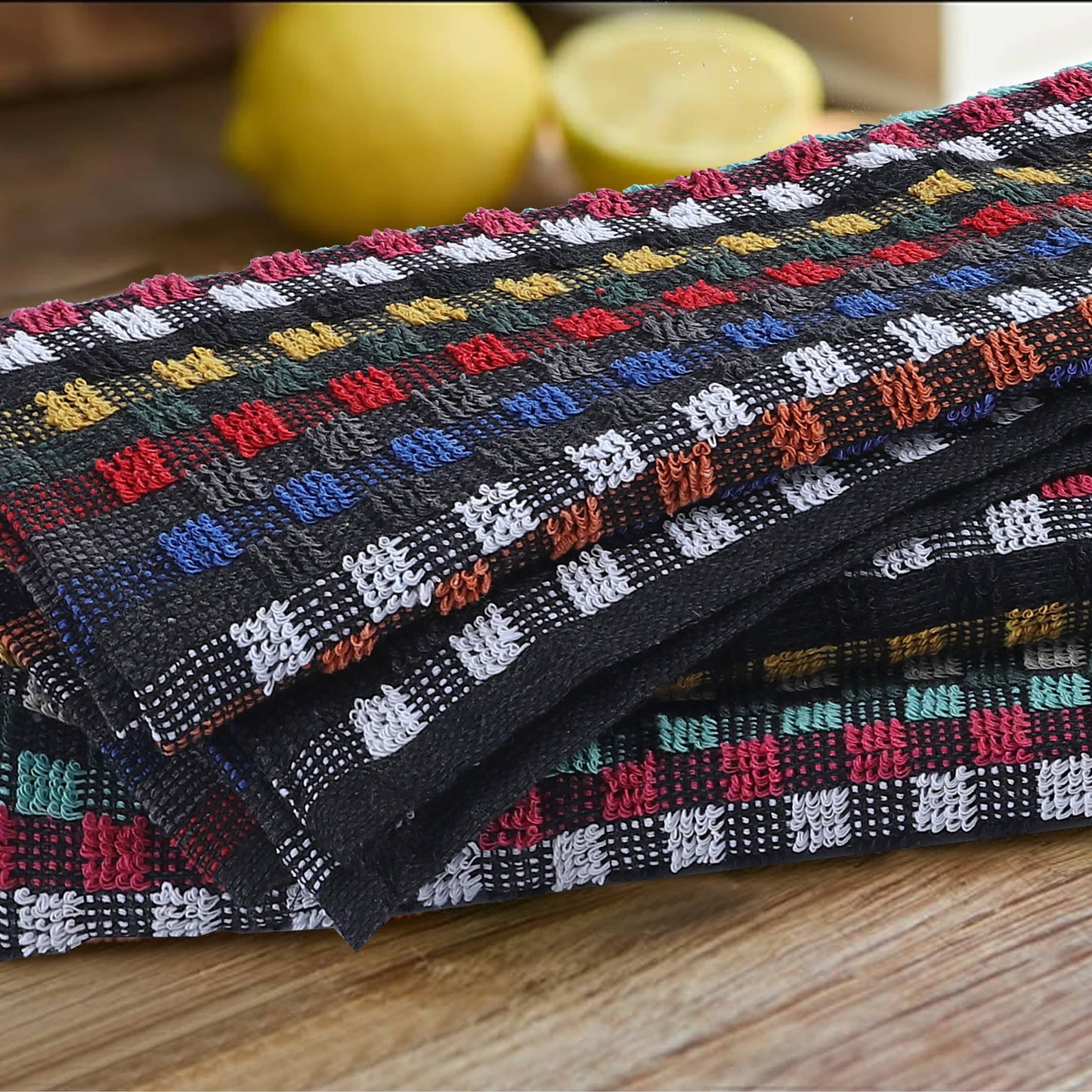 OLIVIA ROCCO Tea Towel Multi Check Terry Tea Towels 100% Cotton Kitchen Towels Super Absorbent Quick Dry Set Dish Cloths by OLIVIA ROCCO Wholesale Manchester UK