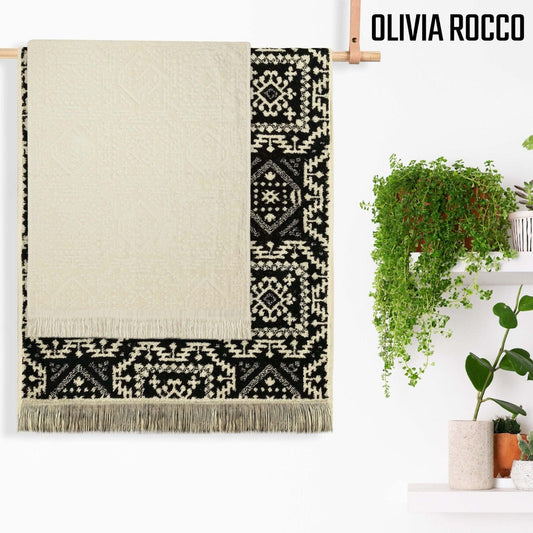 OLIVIA ROCCO Towel 4 Piece Towel Set Luxury Moroccan Jacquard Cotton Towels 500GSM Wholesale Manchester UK