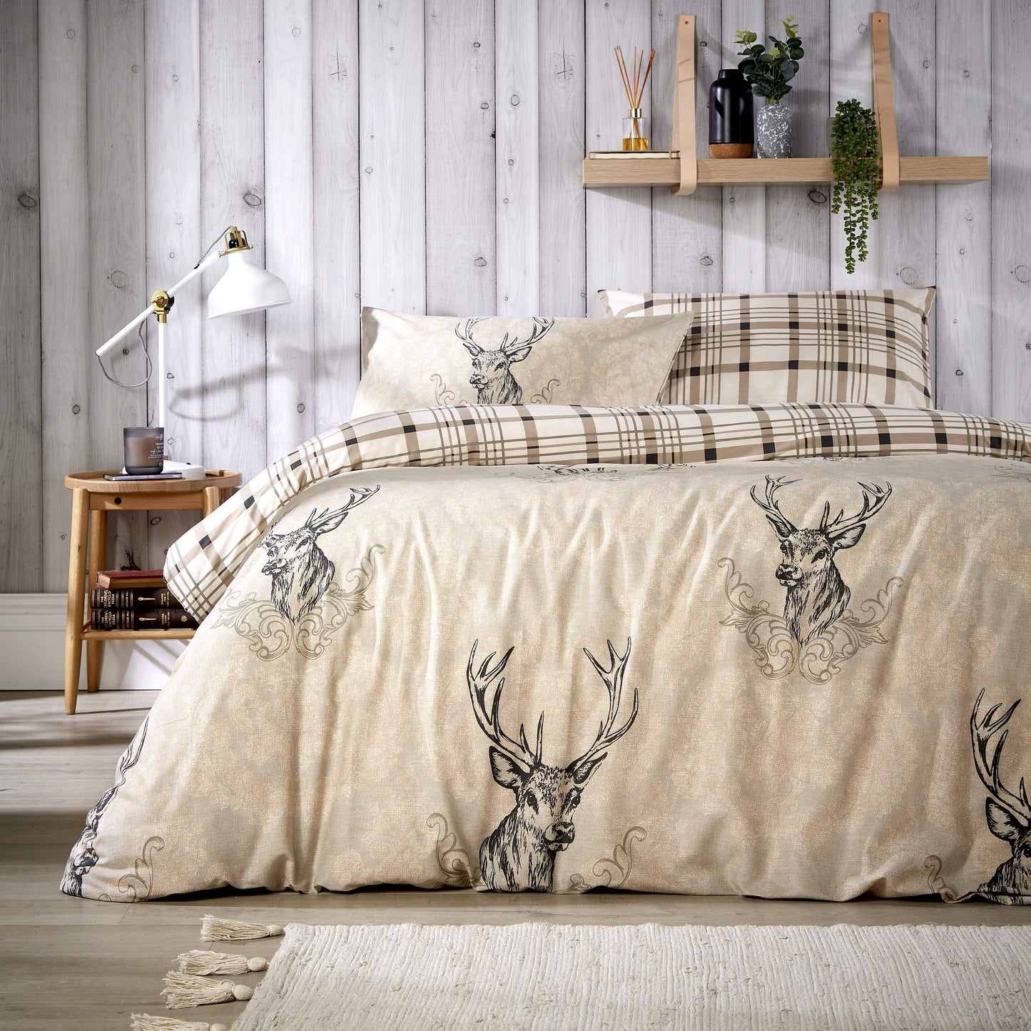 OLIVIA ROCCO Duvet Cover SINGLE / NATURAL Highland Stag Duvet Set Wholesale Manchester UK