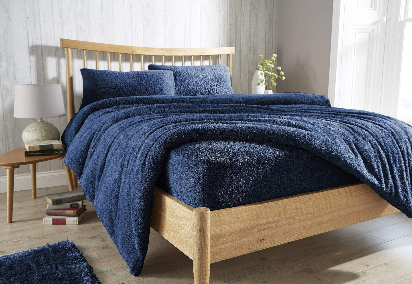 OLIVIA ROCCO Fitted Sheet SINGLE / NAVY Original Teddy Fitted Sheet Wholesale Manchester UK