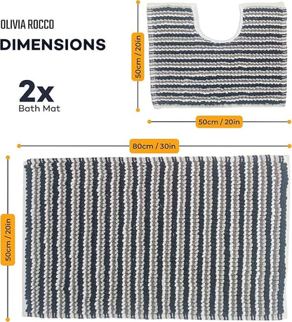 OLIVIA ROCCO Bath Mat 2 Piece Amalfi Super Soft Absorbent Bath Mat Set Wholesale Manchester UK