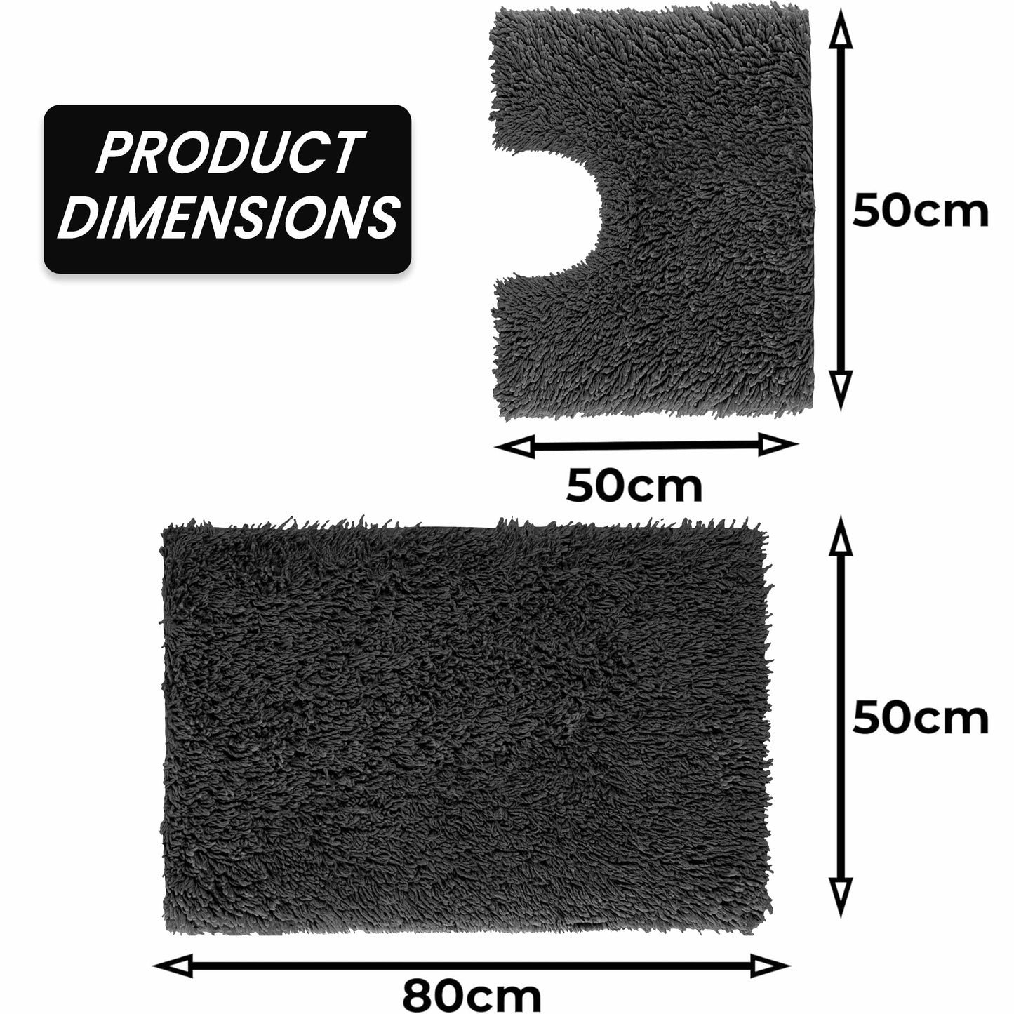 OLIVIA ROCCO Bath Mat BLACK Como 2 Piece Black Bath Mat & Pedestal Set Non-Slip Super Absorbent Cotton Bathroom Mats by OLIVIA ROCCO Wholesale Manchester UK