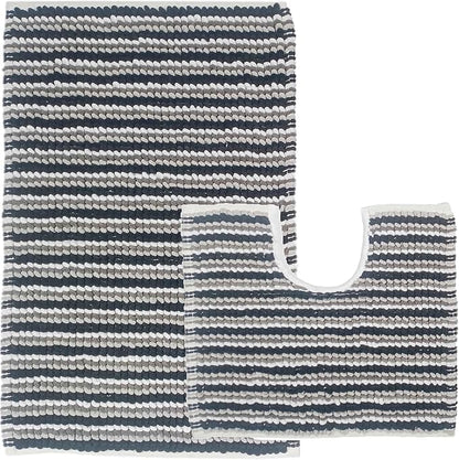 OLIVIA ROCCO Bath Mat BLACK / GREY 2 Piece Amalfi Super Soft Absorbent Bath Mat Set Wholesale Manchester UK