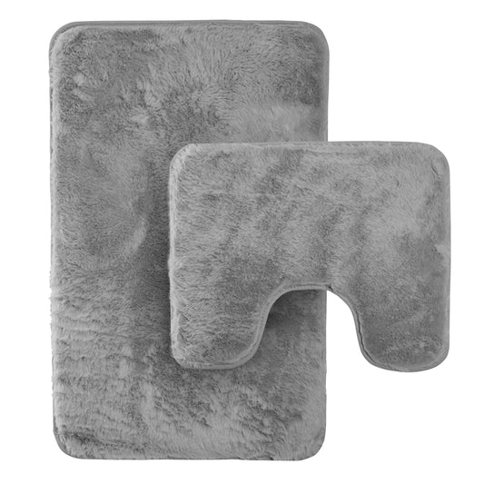 OLIVIA ROCCO Bath Mat CHARCOAL 2 Piece Extra Soft Non Slip Bath Mat Set Wholesale Manchester UK