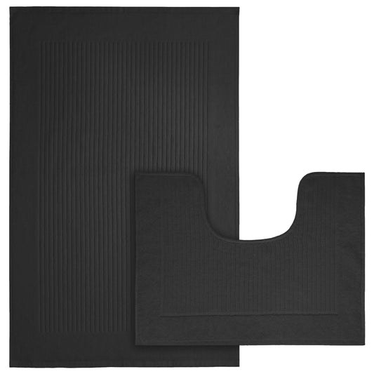 OLIVIA ROCCO Bath Mat CHARCOAL 2 Piece Monaco Non Slip Bath Mat and Pedestal Set Wholesale Manchester UK