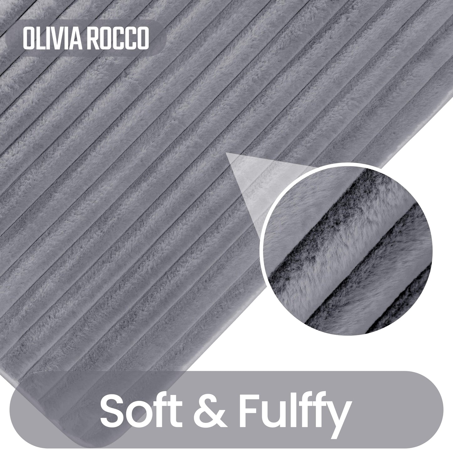 OLIVIA ROCCO Bath Mat CHARCOAL 2 Piece Ribbed Charcoal Bath Mat Set Wholesale Manchester UK