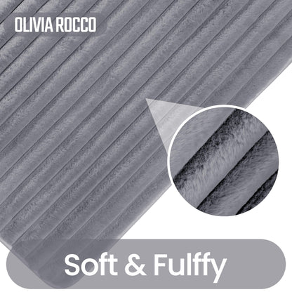 OLIVIA ROCCO Bath Mat CHARCOAL 2 Piece Ribbed Charcoal Bath Mat Set Wholesale Manchester UK