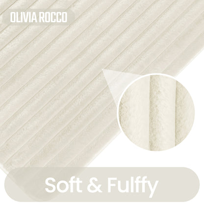 OLIVIA ROCCO Bath Mat CREAM 2 Piece Ribbed Cream Bath Mat Set Wholesale Manchester UK