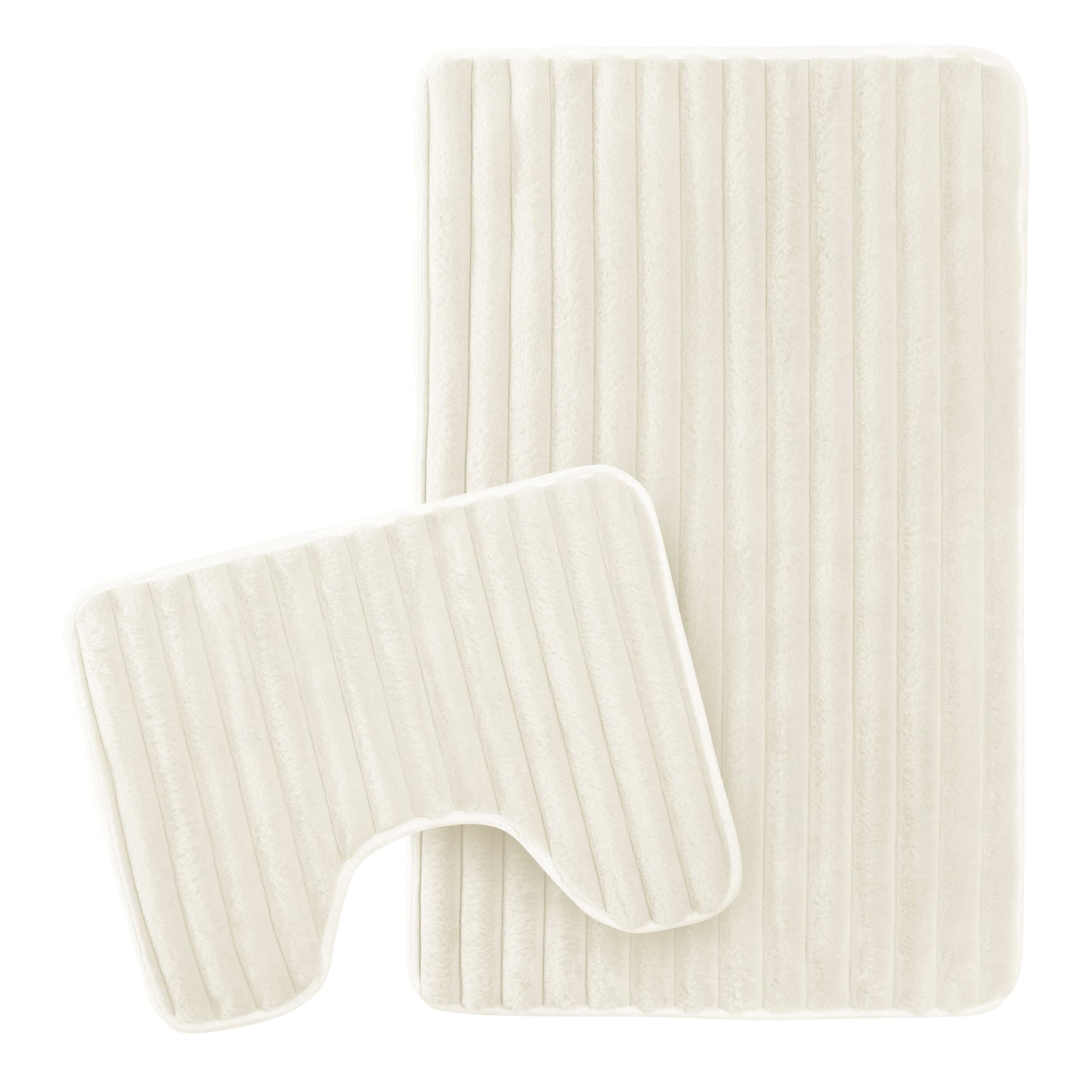 OLIVIA ROCCO Bath Mat CREAM 2 Piece Ribbed Cream Bath Mat Set Wholesale Manchester UK