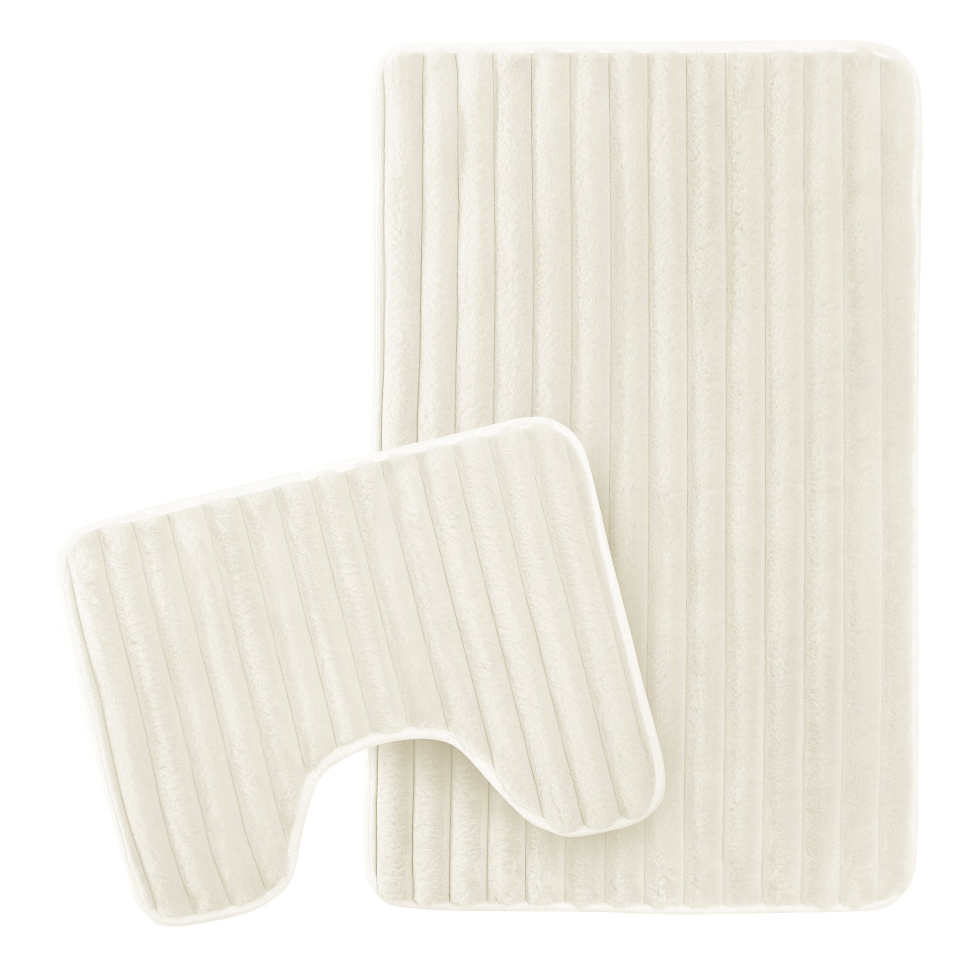 OLIVIA ROCCO Bath Mat CREAM 2 Piece Ribbed Cream Bath Mat Set Wholesale Manchester UK