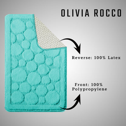 OLIVIA ROCCO Bath Mat DUCK EGG Cali Bubbles 2 Piece Duck Egg Bath Mat & Pedestal Set Wholesale Manchester UK