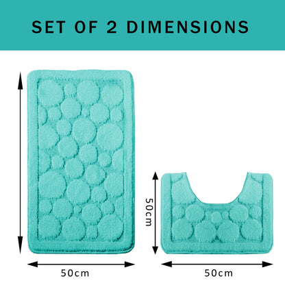 OLIVIA ROCCO Bath Mat DUCK EGG Cali Bubbles 2 Piece Duck Egg Bath Mat & Pedestal Set Wholesale Manchester UK