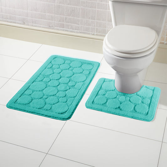 OLIVIA ROCCO Bath Mat DUCK EGG Cali Bubbles 2 Piece Duck Egg Bath Mat & Pedestal Set Wholesale Manchester UK