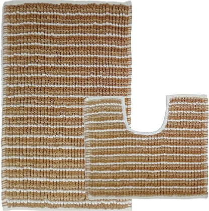 OLIVIA ROCCO Bath Mat NATURAL 2 Piece Amalfi Super Soft Absorbent Bath Mat Set Wholesale Manchester UK
