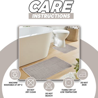 OLIVIA ROCCO Bath Mat NATURAL 2 Piece Ribbed Natural Bath Mat Set Wholesale Manchester UK