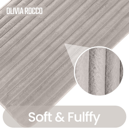 OLIVIA ROCCO Bath Mat NATURAL 2 Piece Ribbed Natural Bath Mat Set Wholesale Manchester UK