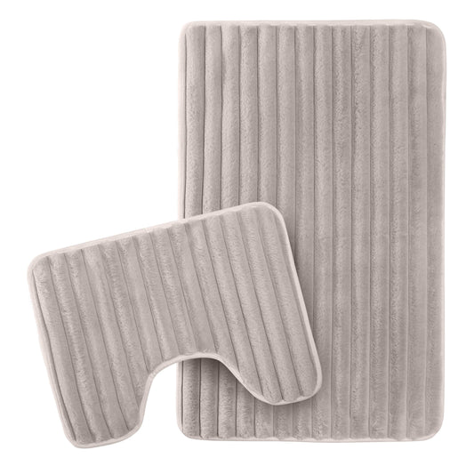 OLIVIA ROCCO Bath Mat NATURAL 2 Piece Ribbed Natural Bath Mat Set Wholesale Manchester UK