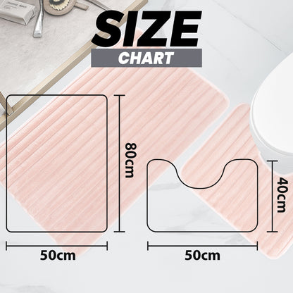 OLIVIA ROCCO Bath Mat PINK 2 Piece Ribbed Pink Bath Mat Set Wholesale Manchester UK