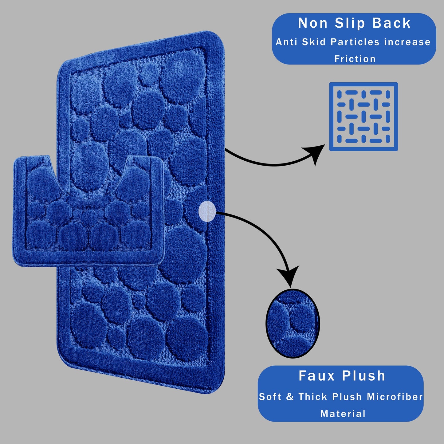 OLIVIA ROCCO Bath Mat ROYAL BLUE Cali Bubbles 2 Piece Royal Blue Bath Mat & Pedestal Set Wholesale Manchester UK