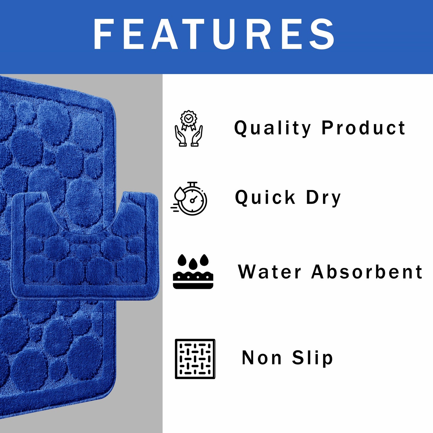 OLIVIA ROCCO Bath Mat ROYAL BLUE Cali Bubbles 2 Piece Royal Blue Bath Mat & Pedestal Set Wholesale Manchester UK