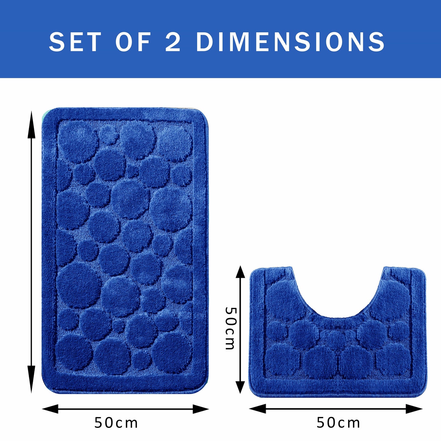 OLIVIA ROCCO Bath Mat ROYAL BLUE Cali Bubbles 2 Piece Royal Blue Bath Mat & Pedestal Set Wholesale Manchester UK