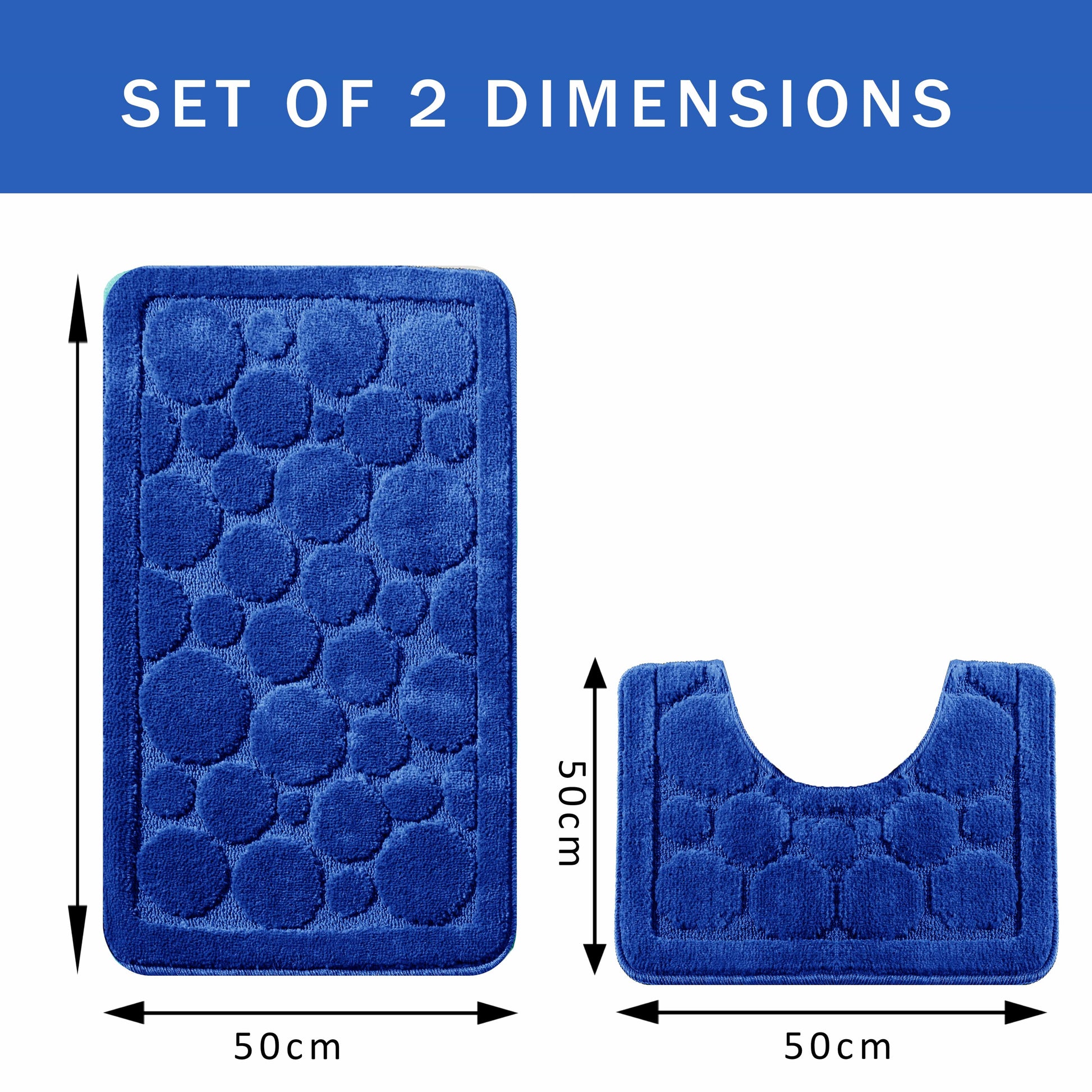 OLIVIA ROCCO Bath Mat ROYAL BLUE Cali Bubbles 2 Piece Royal Blue Bath Mat & Pedestal Set Wholesale Manchester UK