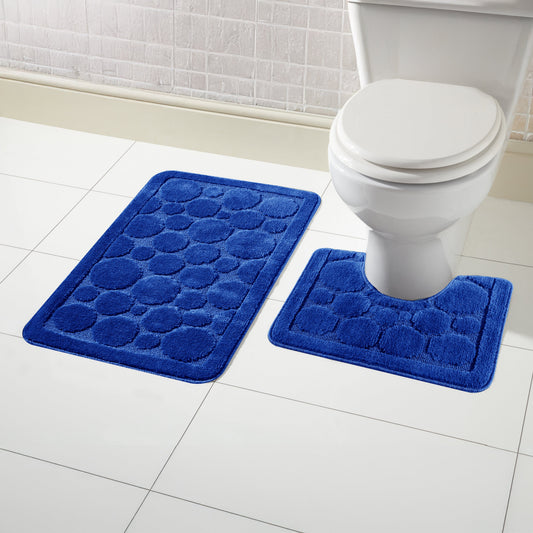 OLIVIA ROCCO Bath Mat ROYAL BLUE Cali Bubbles 2 Piece Royal Blue Bath Mat & Pedestal Set Wholesale Manchester UK