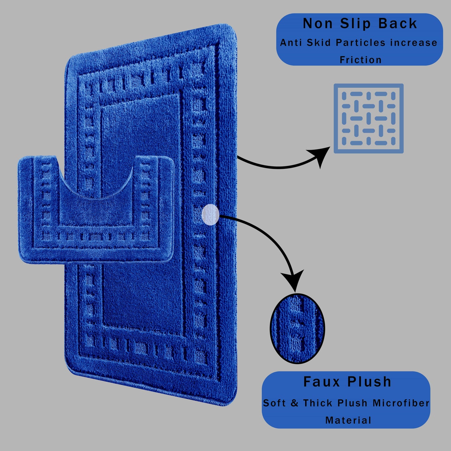 OLIVIA ROCCO Bath Mat ROYAL BLUE Miami 2 Piece Royal Blue Bath Mat & Pedestal Set Wholesale Manchester UK