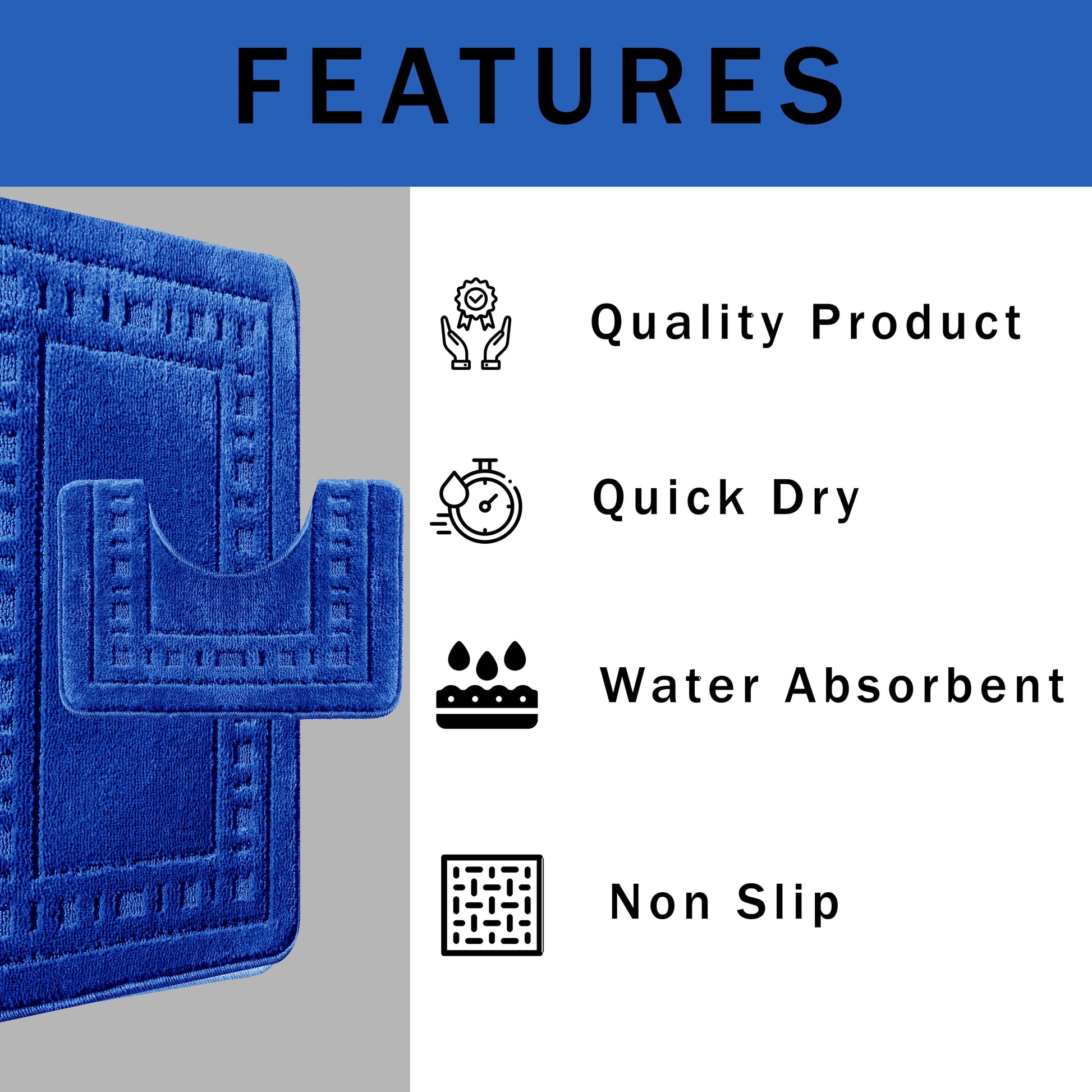 OLIVIA ROCCO Bath Mat ROYAL BLUE Miami 2 Piece Royal Blue Bath Mat & Pedestal Set Wholesale Manchester UK