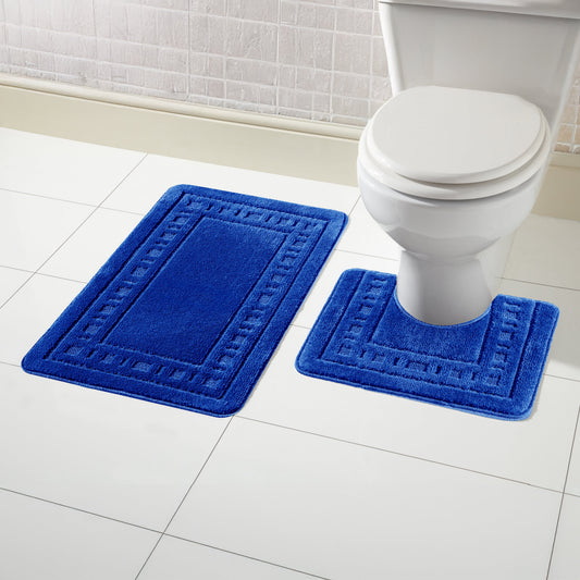 OLIVIA ROCCO Bath Mat ROYAL BLUE Miami 2 Piece Royal Blue Bath Mat & Pedestal Set Wholesale Manchester UK