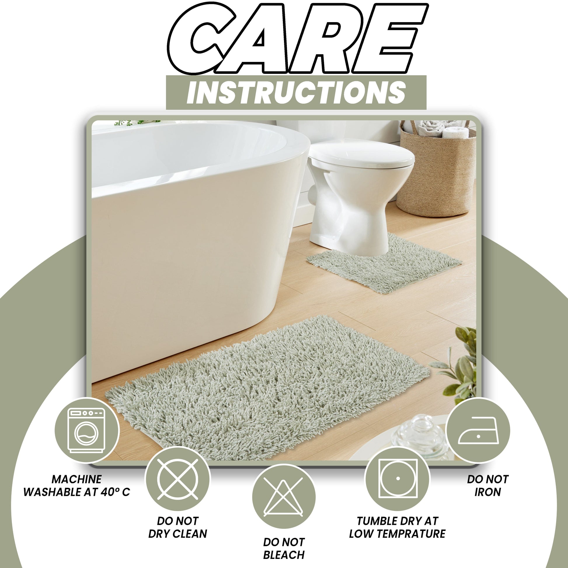OLIVIA ROCCO Bath Mat SAGE GREEN Como 2 Piece Sage Green Bath Mat & Pedestal Set Wholesale Manchester UK