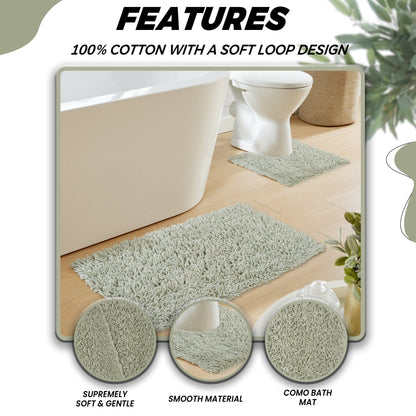 OLIVIA ROCCO Bath Mat SAGE GREEN Como 2 Piece Sage Green Bath Mat & Pedestal Set Wholesale Manchester UK
