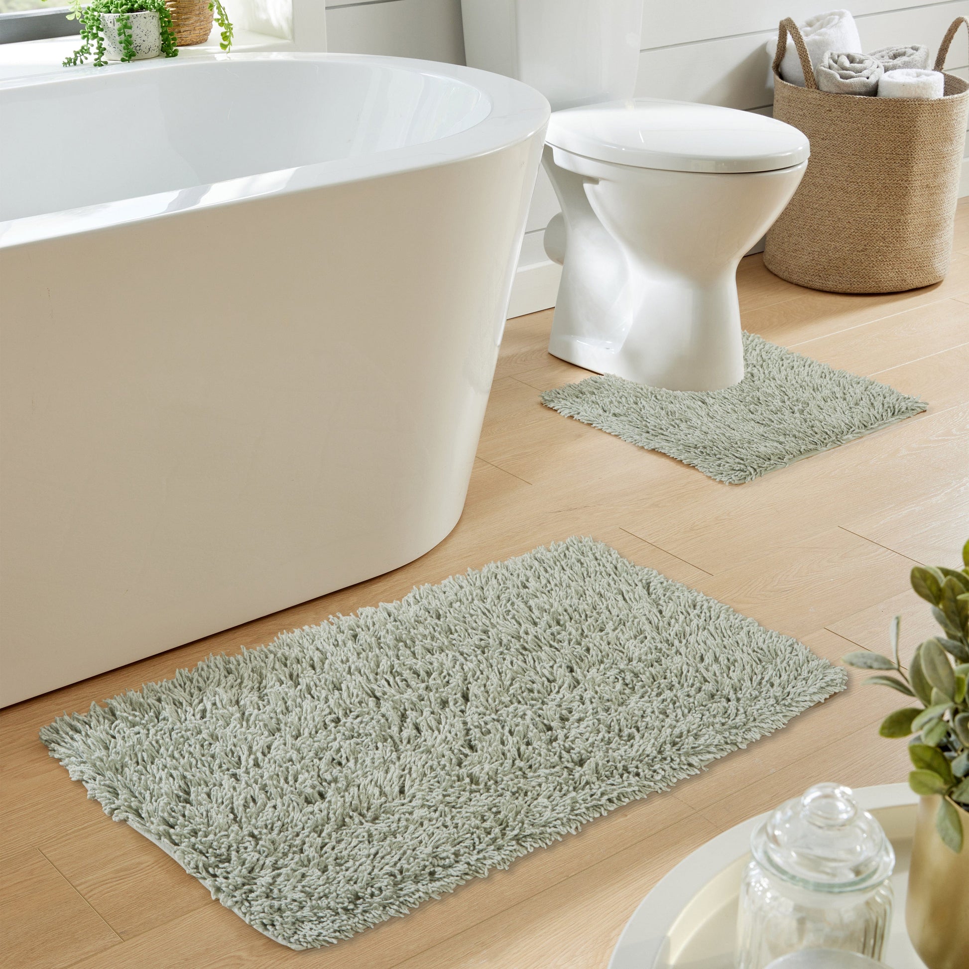 OLIVIA ROCCO Bath Mat SAGE GREEN Como 2 Piece Sage Green Bath Mat & Pedestal Set Wholesale Manchester UK