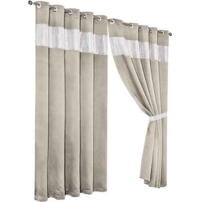OLIVIA ROCCO Curtain 66" (WIDTH) x 54" (DROP) / NATURAL Diamante Natural Blackout Eyelet Curtains Wholesale Manchester UK