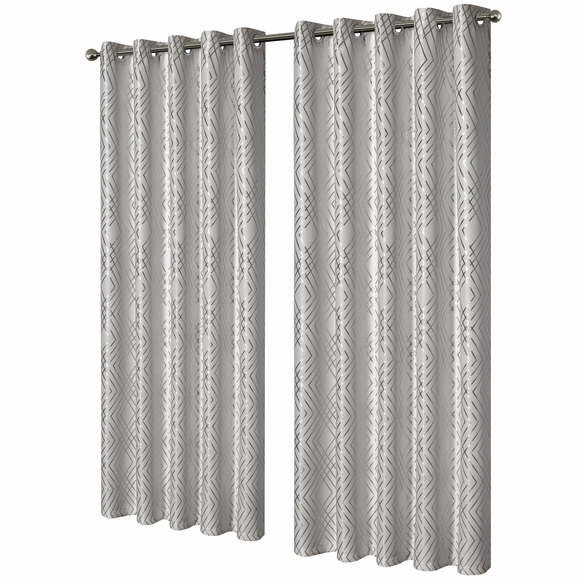 OLIVIA ROCCO Curtain 66" (WIDTH) x 54" (DROP) / NATURAL Geometric Natural Sparkle Blackout Curtains Wholesale Manchester UK