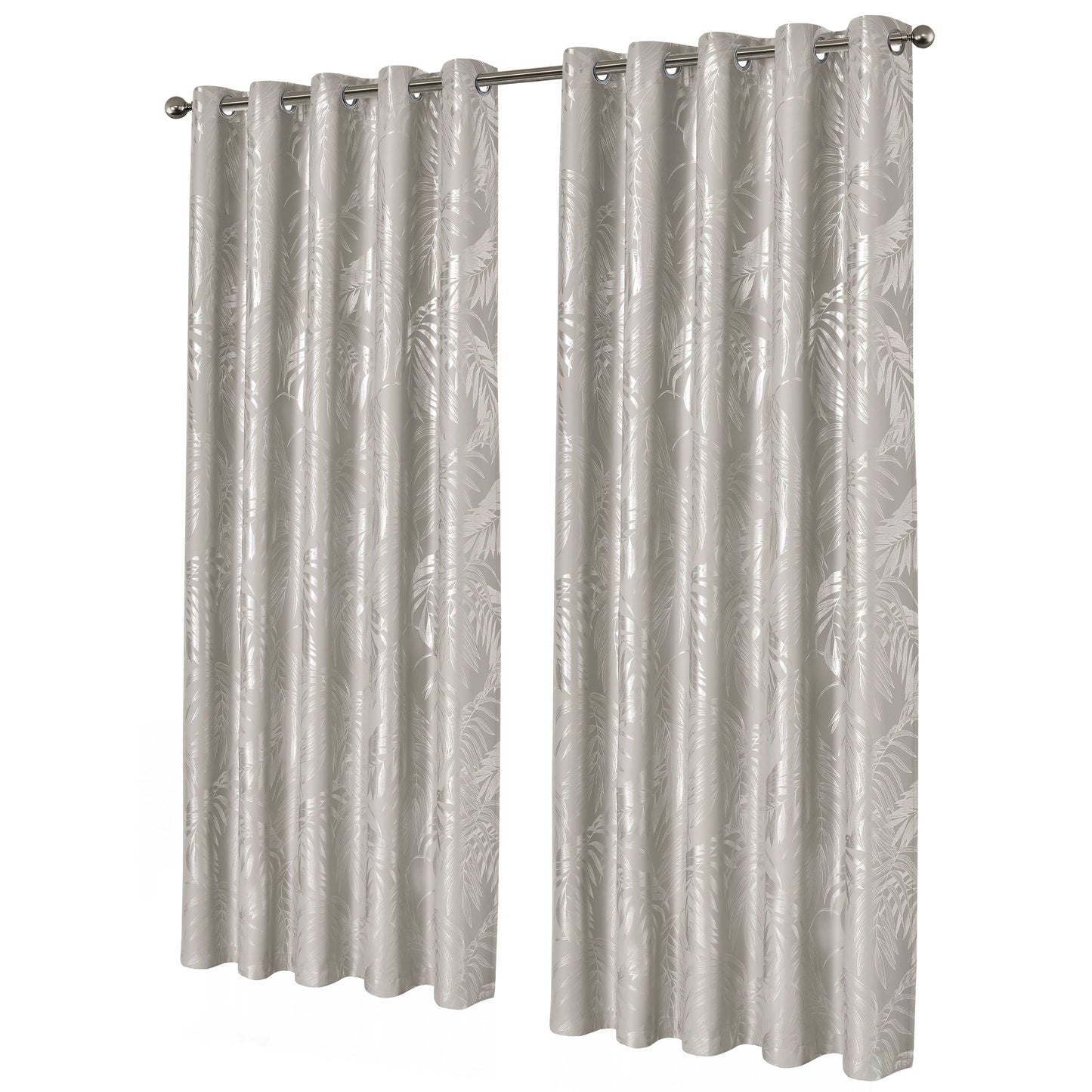 OLIVIA ROCCO Curtain 66" (WIDTH) x 54" (DROP) / NATURAL Leaf Natural Sparkle Blackout Curtains Wholesale Manchester UK