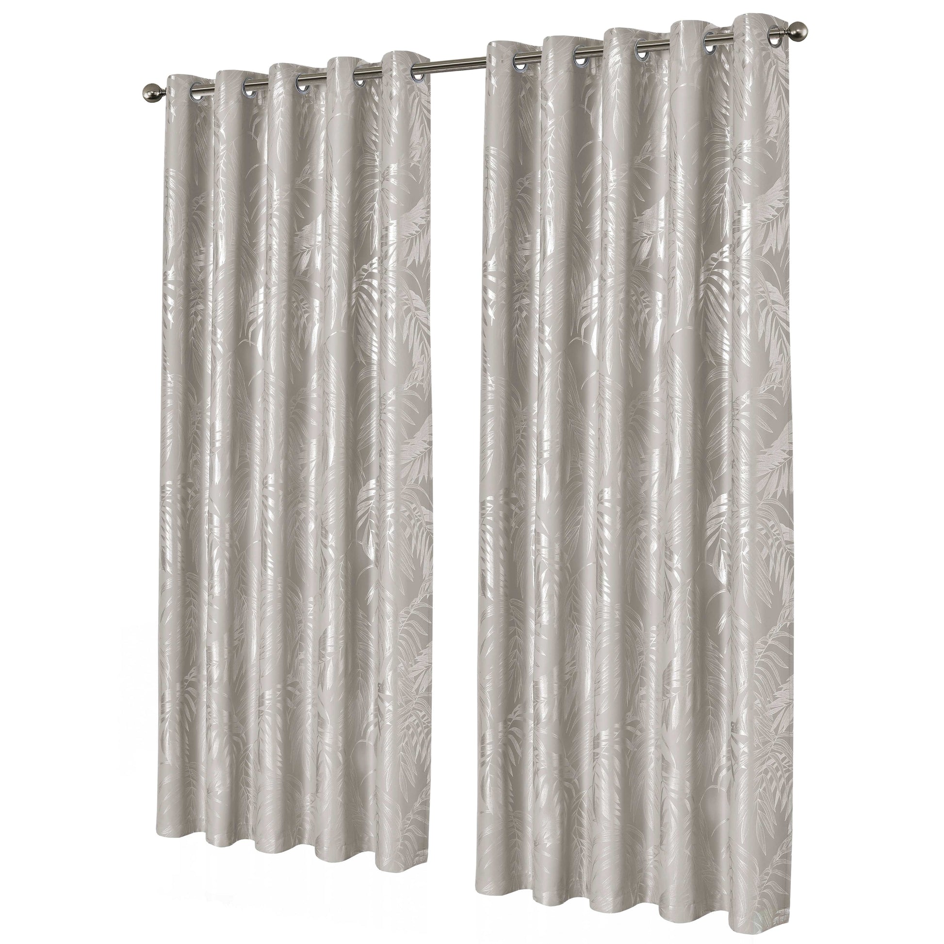 OLIVIA ROCCO Curtain 66" (WIDTH) x 54" (DROP) / NATURAL Leaf Natural Sparkle Blackout Curtains Wholesale Manchester UK