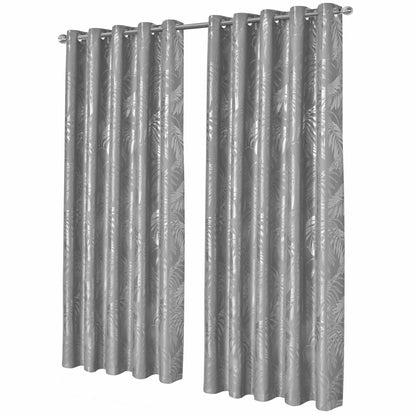 OLIVIA ROCCO Curtain 66" (WIDTH) x 54" (DROP) / SILVER Leaf Silver Sparkle Blackout Curtains Wholesale Manchester UK